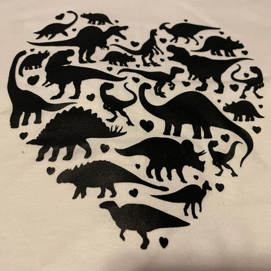 Childrens Youth dinosaur heart tees