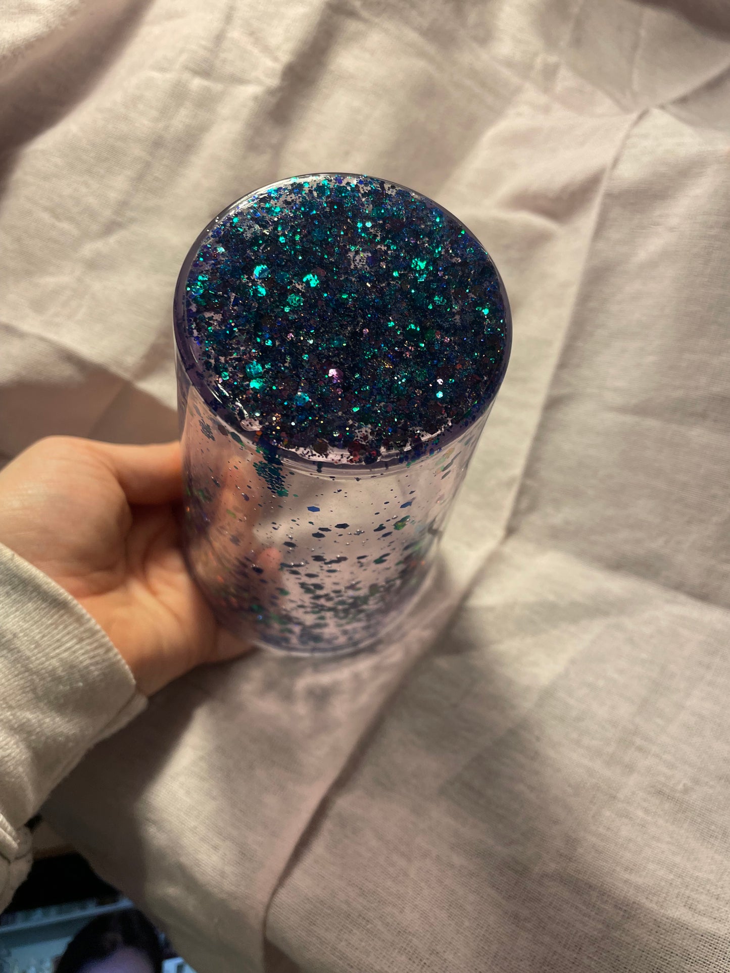 purple and blue shift snowglobe cup